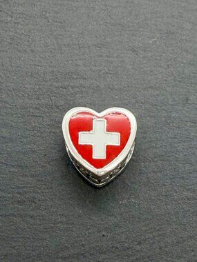 Pandora Switzerland Flag I Love Switzerland Heart Charm Sterling Silver Jewelry